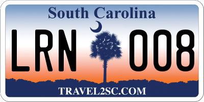 SC license plate LRN008