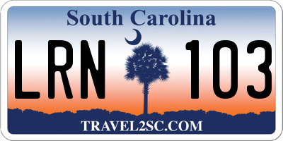 SC license plate LRN103