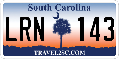 SC license plate LRN143