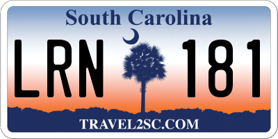 SC license plate LRN181