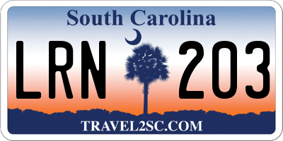 SC license plate LRN203