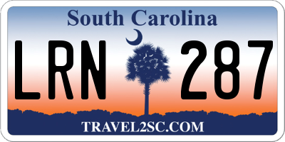 SC license plate LRN287