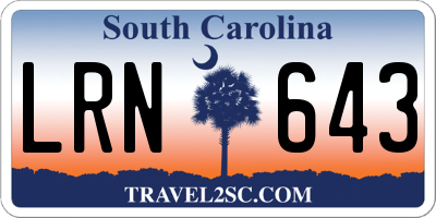 SC license plate LRN643