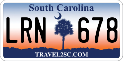 SC license plate LRN678