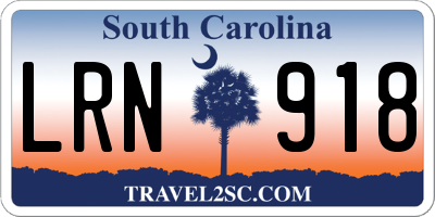 SC license plate LRN918
