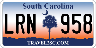SC license plate LRN958