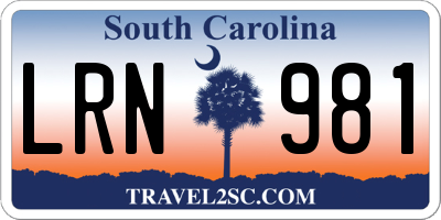 SC license plate LRN981