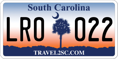 SC license plate LRO022
