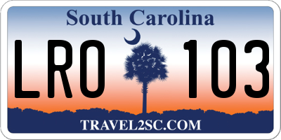 SC license plate LRO103