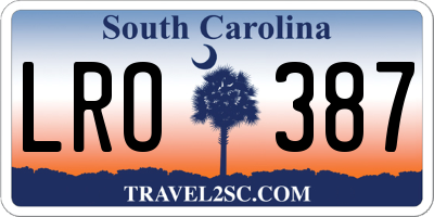SC license plate LRO387