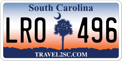 SC license plate LRO496