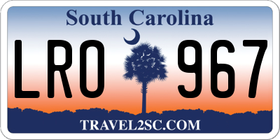SC license plate LRO967