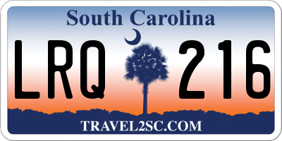 SC license plate LRQ216
