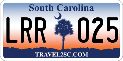 SC license plate LRR025