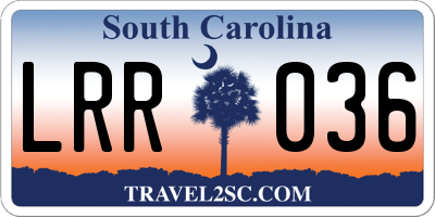 SC license plate LRR036