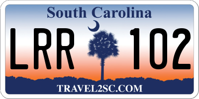 SC license plate LRR102