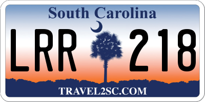 SC license plate LRR218