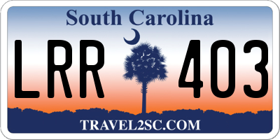 SC license plate LRR403