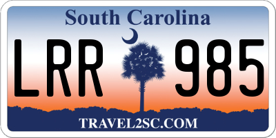 SC license plate LRR985