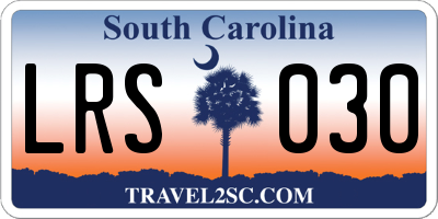 SC license plate LRS030