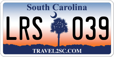 SC license plate LRS039