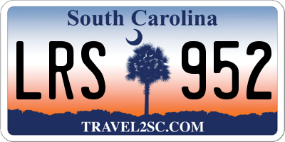 SC license plate LRS952