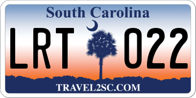 SC license plate LRT022