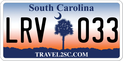 SC license plate LRV033