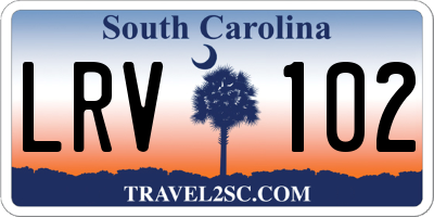 SC license plate LRV102