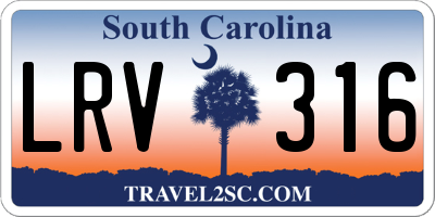 SC license plate LRV316