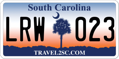 SC license plate LRW023