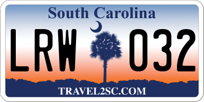 SC license plate LRW032