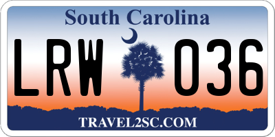 SC license plate LRW036