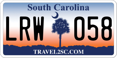SC license plate LRW058