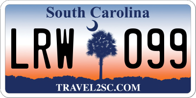 SC license plate LRW099