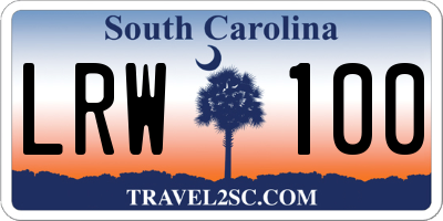 SC license plate LRW100