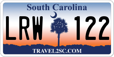 SC license plate LRW122