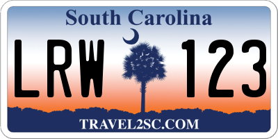 SC license plate LRW123