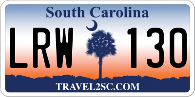 SC license plate LRW130