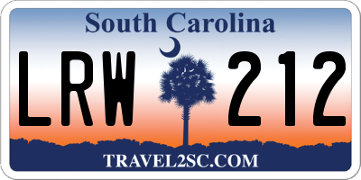 SC license plate LRW212