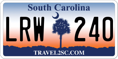 SC license plate LRW240