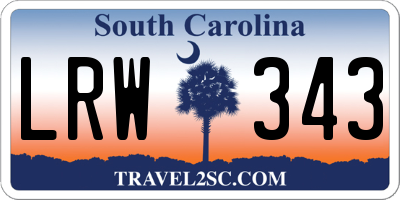 SC license plate LRW343