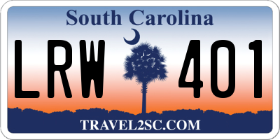 SC license plate LRW401