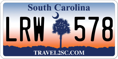 SC license plate LRW578