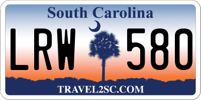 SC license plate LRW580