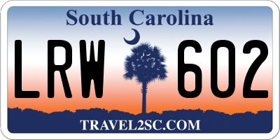 SC license plate LRW602