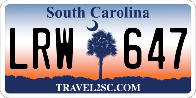 SC license plate LRW647