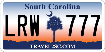SC license plate LRW777