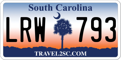 SC license plate LRW793