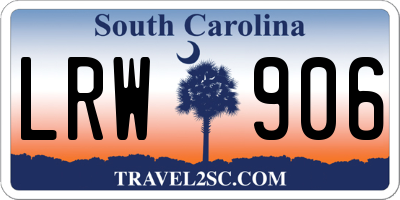 SC license plate LRW906